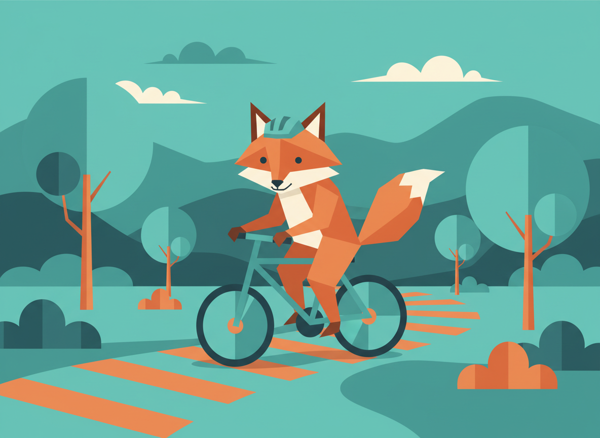 Zorro montando en bicicleta