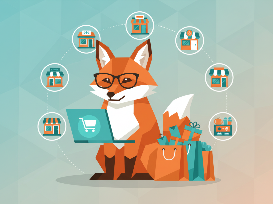 Zorro comprando online con un portátil