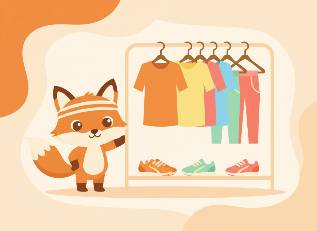 Ilustración de un zorro con ropa deportiva